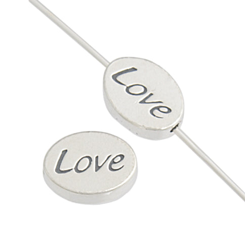 SS.925 Oval Message Beads Love 11mm (Hole 1.8mm)