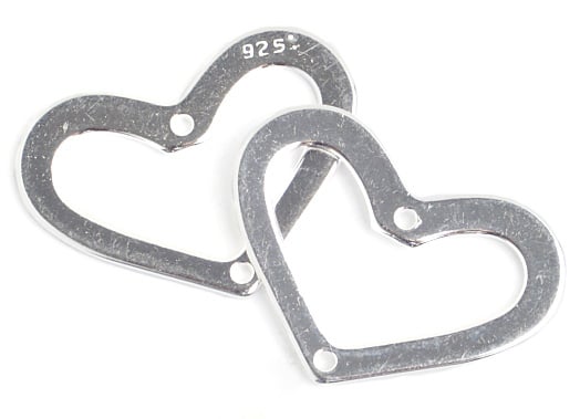 SS.925 Open Heart Flat 2 Hole 20x15mm Approx 8.58g