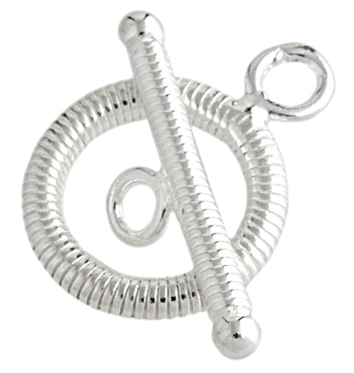 SS.925 Toggle Clasp Ribbed Wire Round 14mm Approx 5.30g