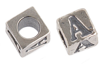 SS.925 Alphabet Cube Bead 5mm