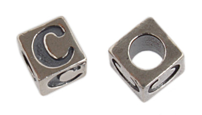 SS.925 Alphabet Cube Bead 5mm