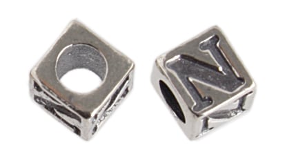 SS.925 Alphabet Cube Bead 5mm