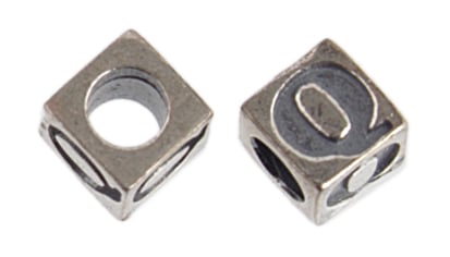 SS.925 Alphabet Cube Bead 5mm
