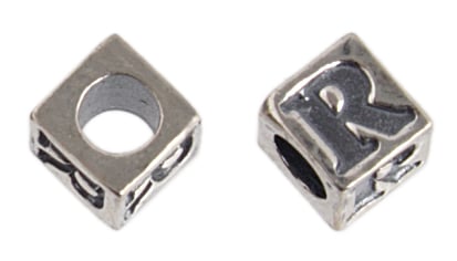 SS.925 Alphabet Cube Bead 5mm