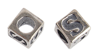 SS.925 Alphabet Cube Bead 5mm
