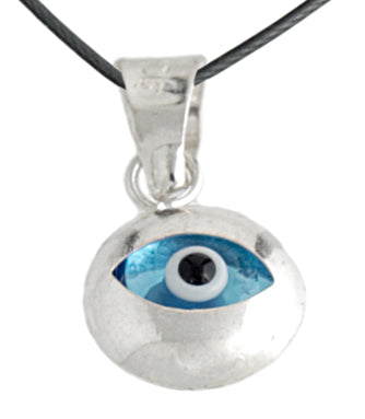 SS.925 Glass Evil Eye 9mm Pendant Transparent Blue