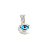 SS.925 Glass Evil Eye 9mm Pendant Transparent Blue - Cosplay Supplies Inc