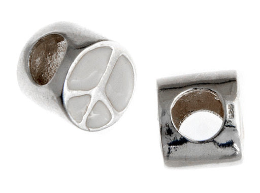 SS.925 Bead Peace Sign 10.5mm - 5mm Large Hole
