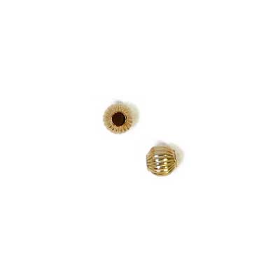 Gold Filled 14kt Bead Round Corrugated 4mm Approx .7g - Cosplay Supplies Inc