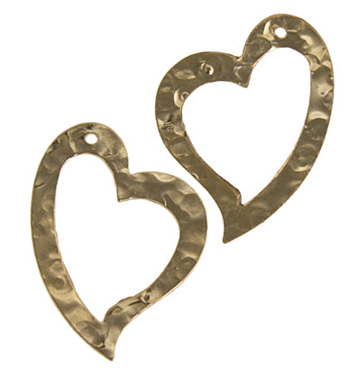 Gold Filled 14kt Pendant Open Heart Hammered 20x30mm
