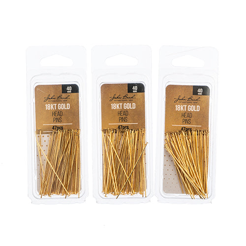 18kt Gold Plated Head Pins 40x0.7mm 21ga 47pcs