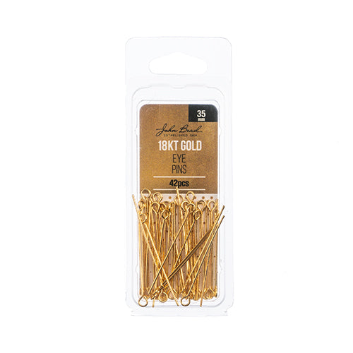 18kt Gold Plated Eye Pins 35x0.7mm 21ga 42pcs