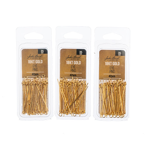 18kt Gold Plated Eye Pins 35x0.7mm 21ga 42pcs