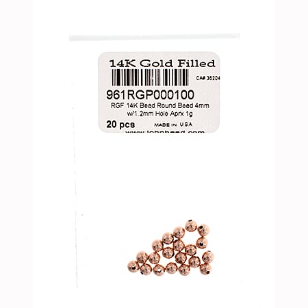 Rose Gold Filled 14k Bead Round Bead 4mm With 1.2mm Hole Approx 1g