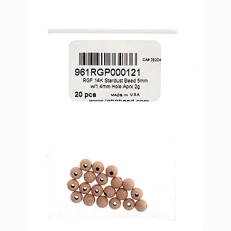 Rose Gold Filled 14k Stardust Bead 5mm With 1.4mm Hole Approx 2g
