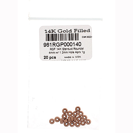 Rose Gold Filled 14k Stardust Roundel 4mm W/ 1.2mm Hole Approx 1g