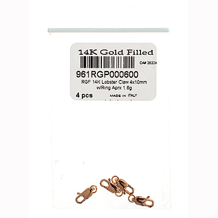 Rose Gold Filled 14k Lobster Claw 4x10mm With Ring Approx 1.6g
