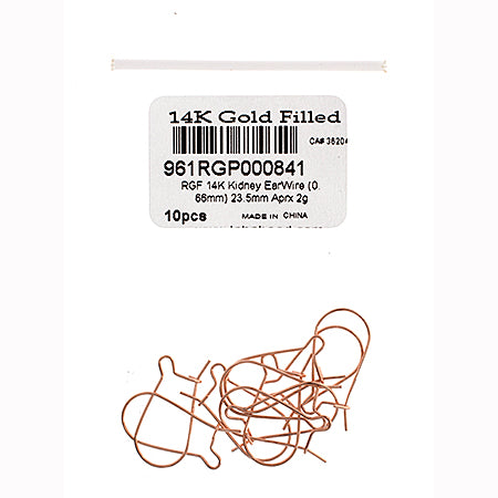 Rose Gold Filled 14k Kidney Earwire (0.66mm) 23.5mm Approx 2g