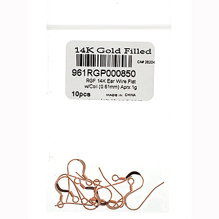 Rose Gold Filled 14k Ear Wire Flat With Coil (0.61mm) Approx 1g