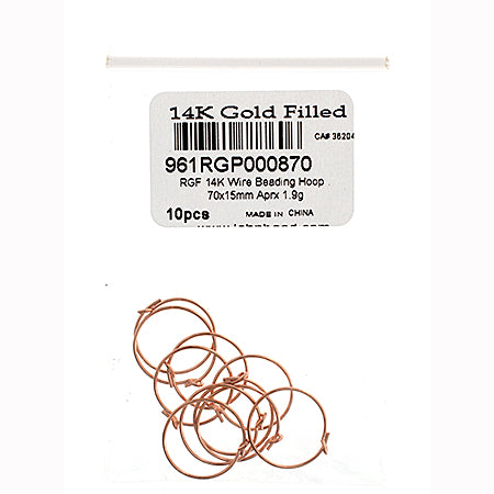 Rose Gold Filled 14k Wire Beading Hoop .70x15mm Approx 1.9g