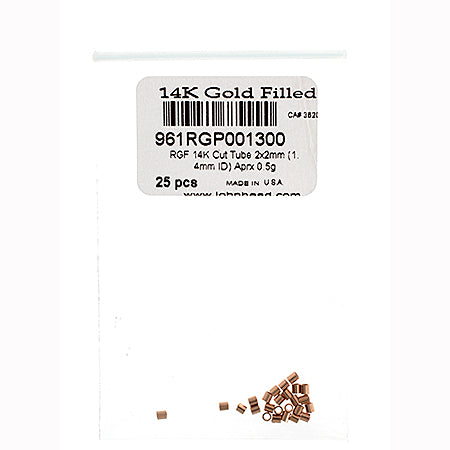 Rose Gold Filled 14k Cut Tube 2x2mm (1.4mm ID) Approx 0.5g