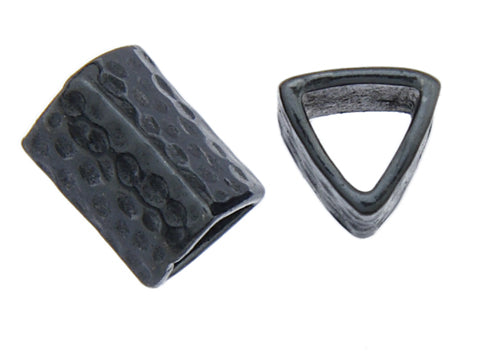 Pewter Bead - Triangle Hammered 7x10mm 