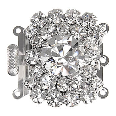 Rhinestone Clasp Silver/Round Stone - Cosplay Supplies Inc