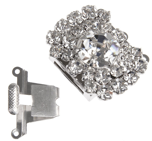 Rhinestone Clasp Silver/Round Stone 