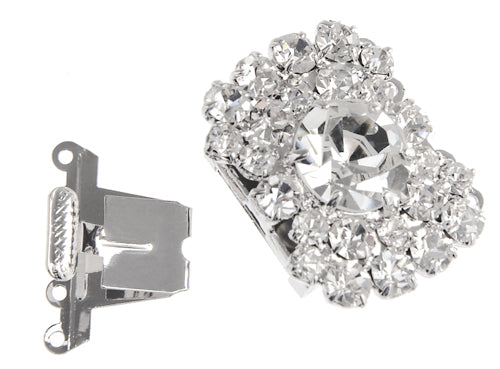Rhinestone Clasp Silver/Round Stone