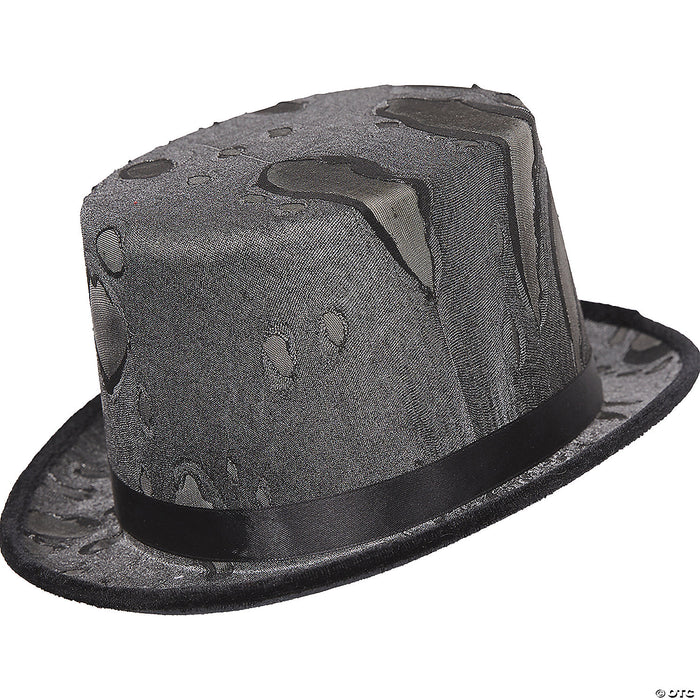 Adults Black Tattered Top Hat