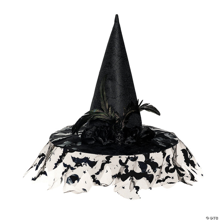 Adults Deluxe Black Witch Hat with Veil