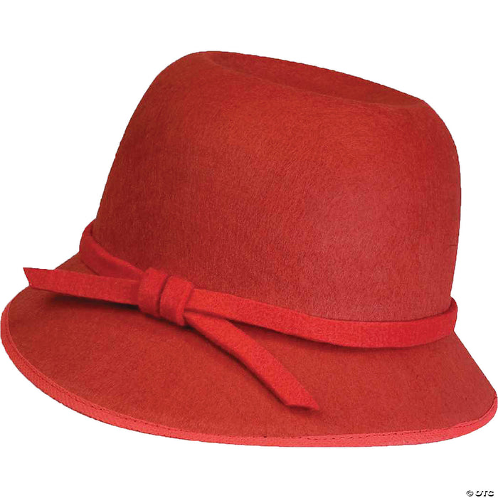 Adults Red Felt Cloche Hat