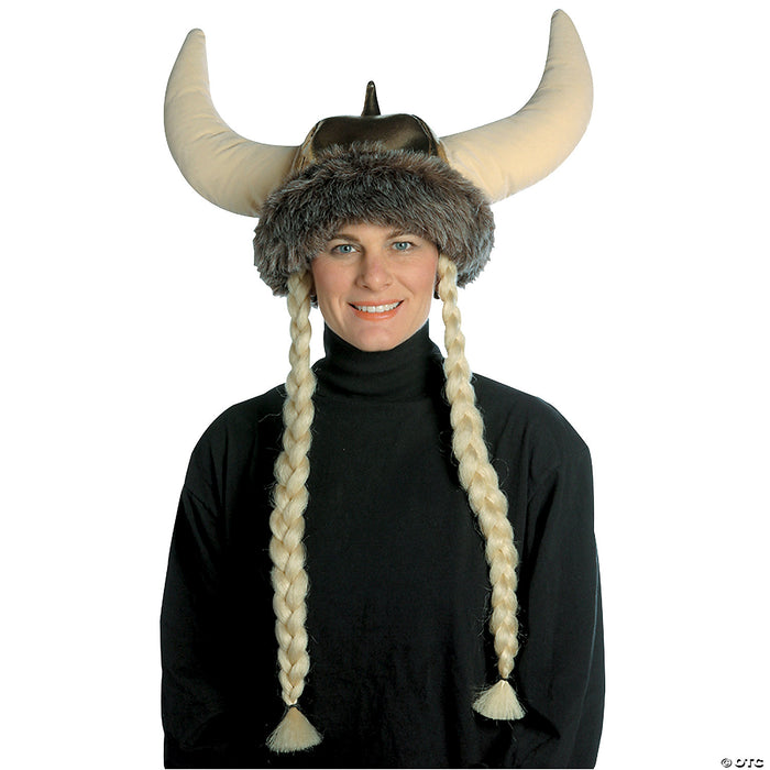 Adults Viking Hat with Blonde Braids