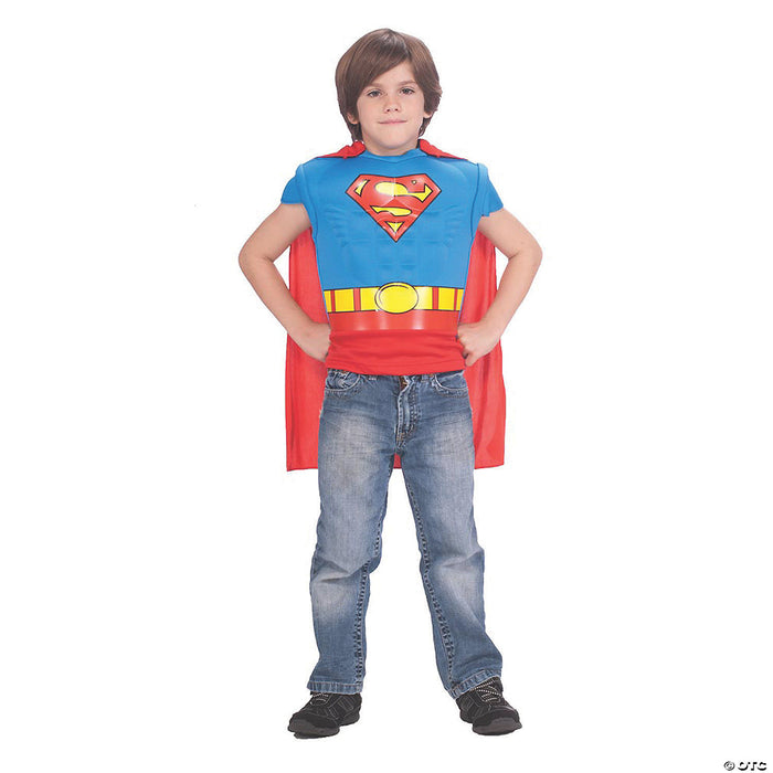 Child Superman Muscle Shirt Cape Costume