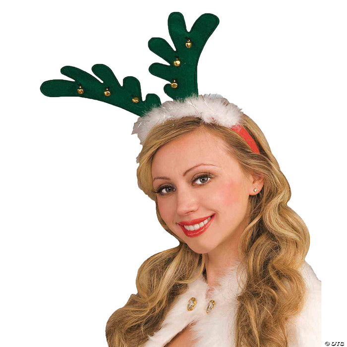 Green Reindeer Antlers With Bells