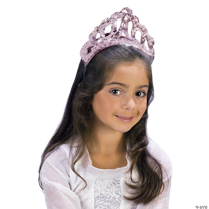 Kids White Sparkling Sequin Tiara