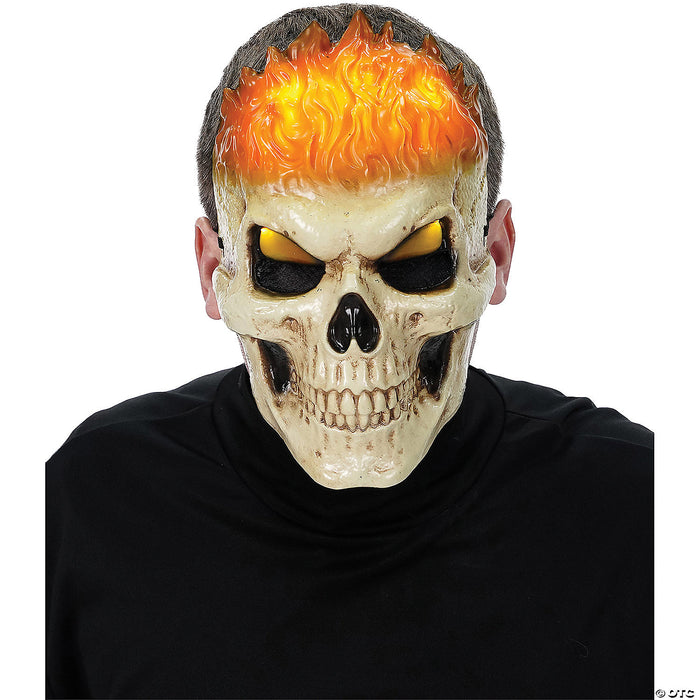 Light-Up Orange Inferno Skull Mask