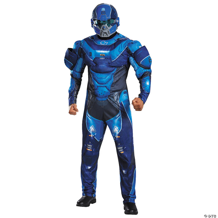 Men's Plus Size Deluxe Halo Blue Spartan Costume