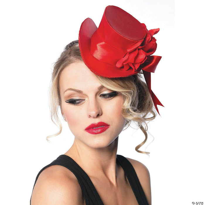 Red Satin Mini Top Hat