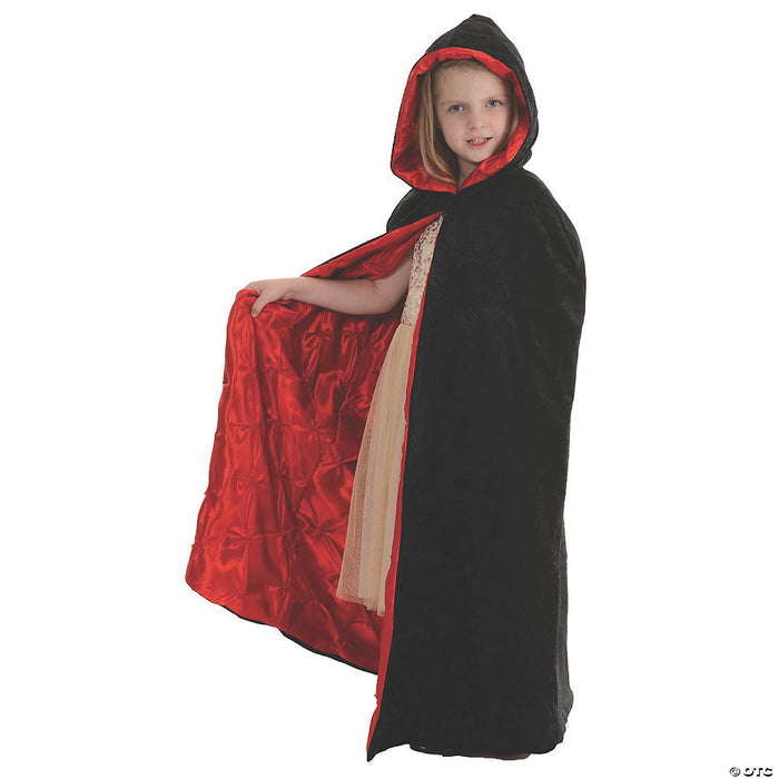 Kids' Black/Red Velvet Cape