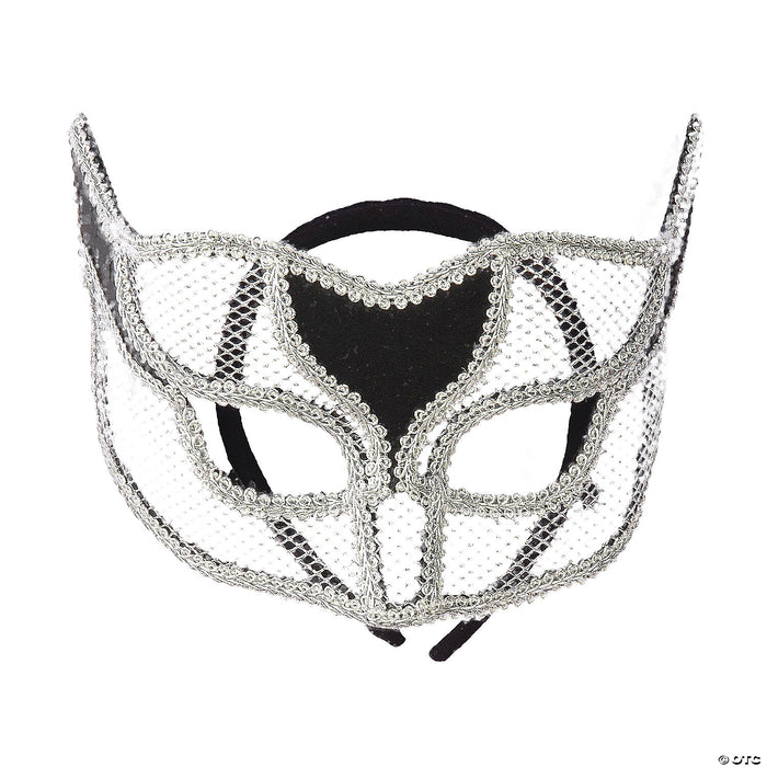 Silver Netted Venetian Mask