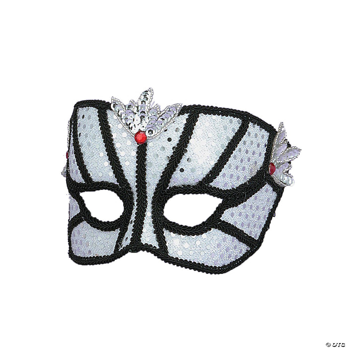 Venetian Masquerade Silver Sequin with Black Trim Mask