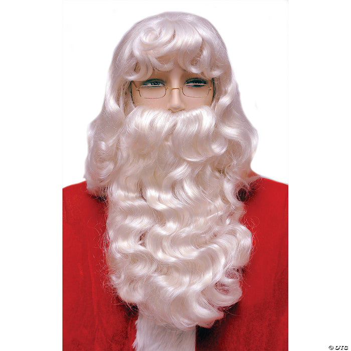 Super Deluxe Extra Large Santa Wig And Beard Set