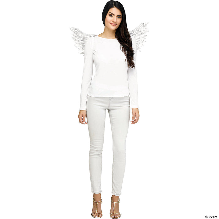 Embossed White Angel Wings