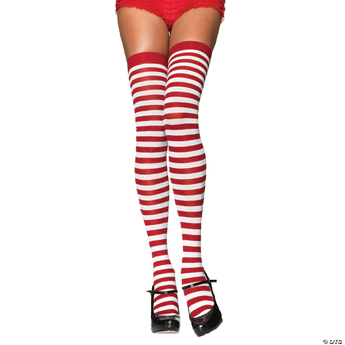 Women's Nylon Striped Thigh-High Stockings